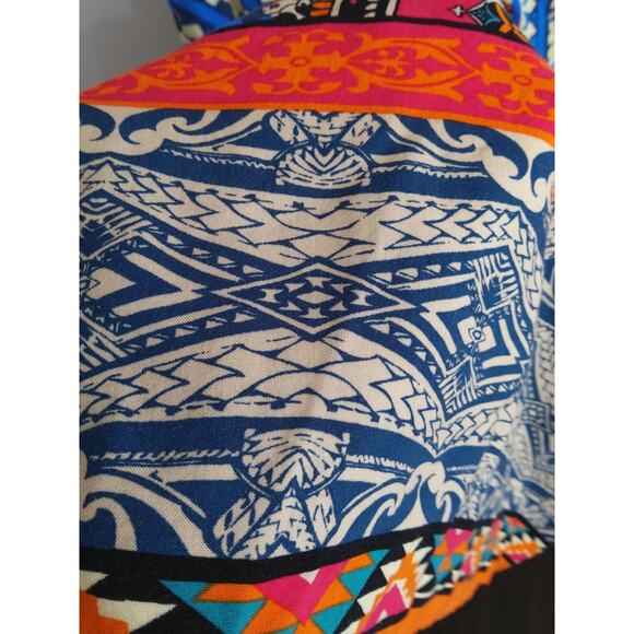 Bohemian Festival Maxidress Dopamine V neck flowy tribal lightweight orange blue - Picture 6 of 8
